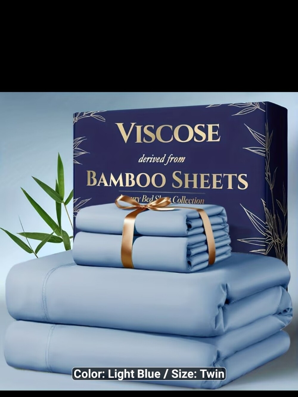 New 3pc Twin Bamboo Sheets Set Light Blue #1610-1275